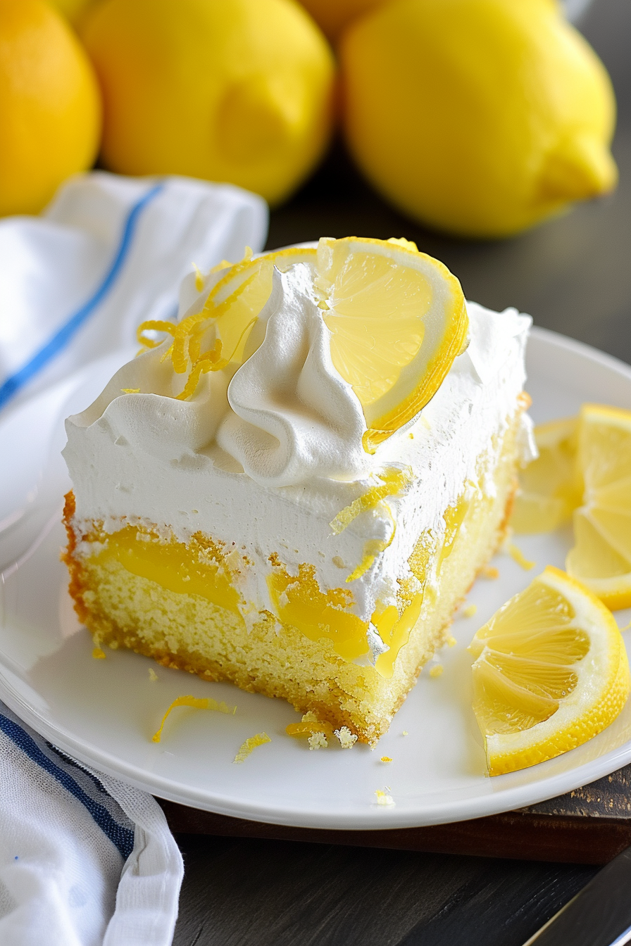 Triple Lemon Poke Cake