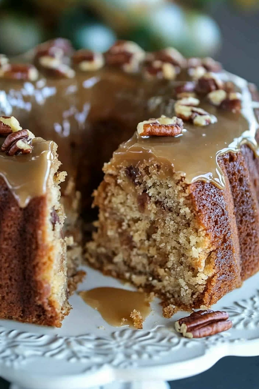 Apple Pecan Cake with Caramel Glaze Recipe