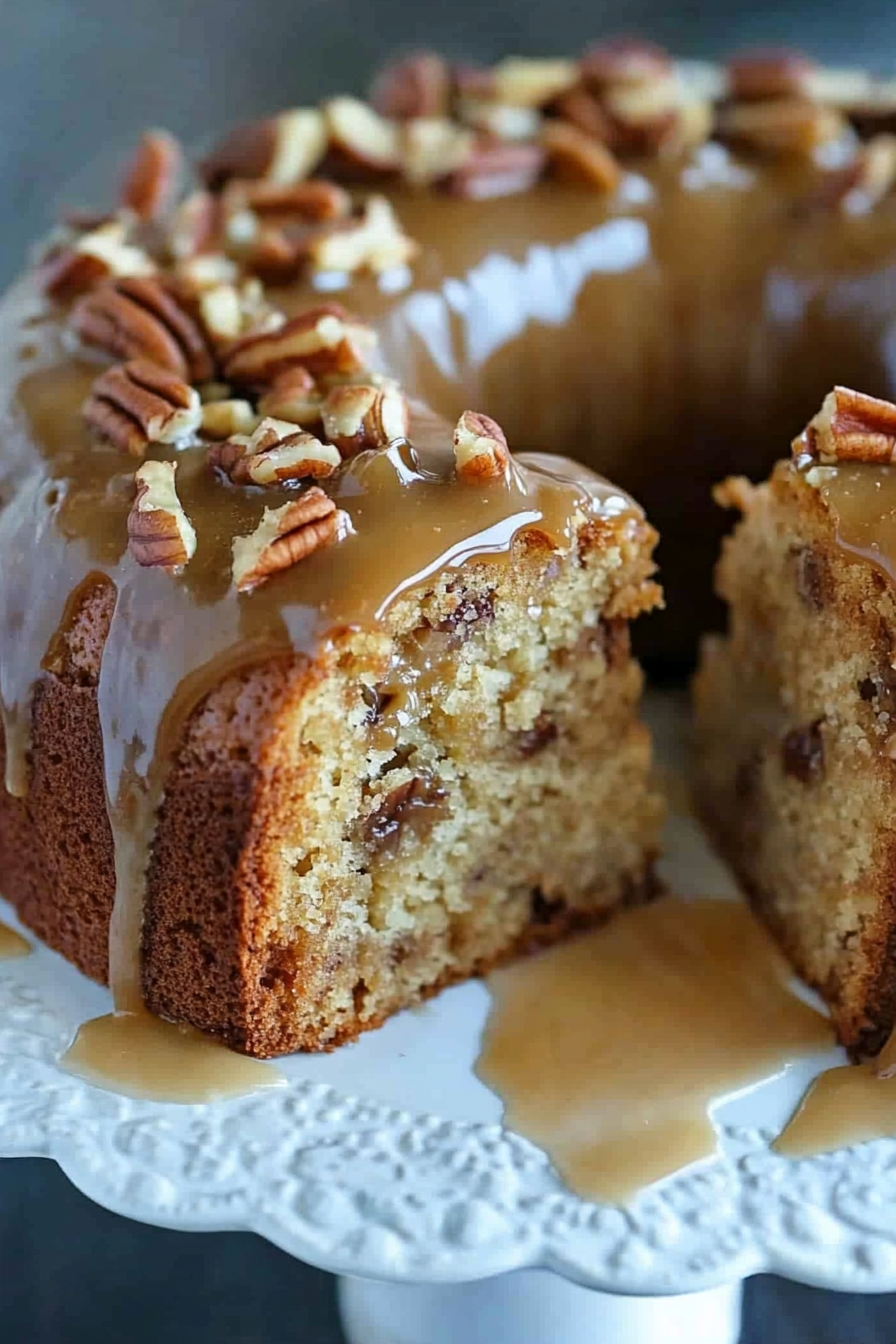 Apple Pecan Cake with Caramel Glaze Recipe