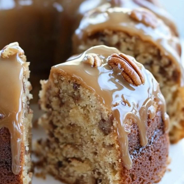 Apple Pecan Cake with Caramel Glaze Recipe