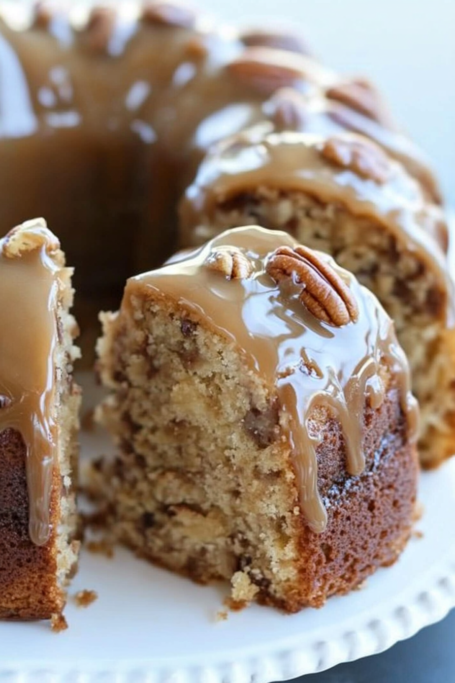 Apple Pecan Cake with Caramel Glaze Recipe