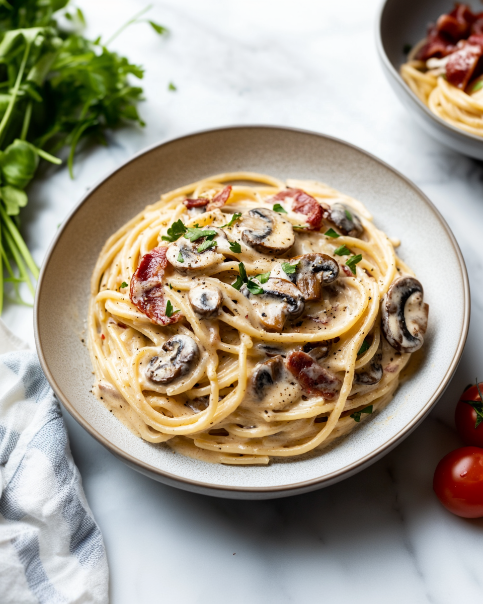 Bacon Mushroom Pasta Recipe