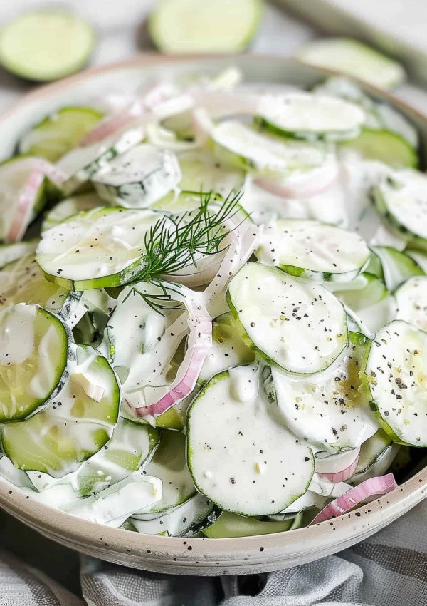 Easy Creamy Cucumber Salad Recipe