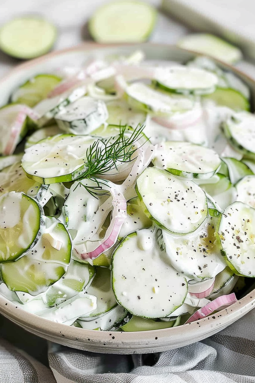 Easy Creamy Cucumber Salad Recipe