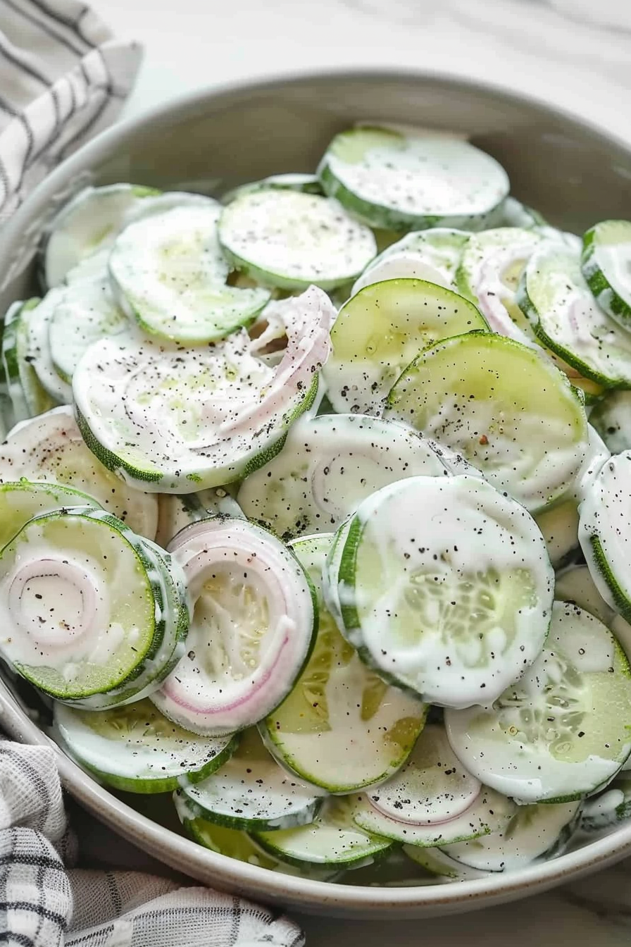 Easy Creamy Cucumber Salad Recipe