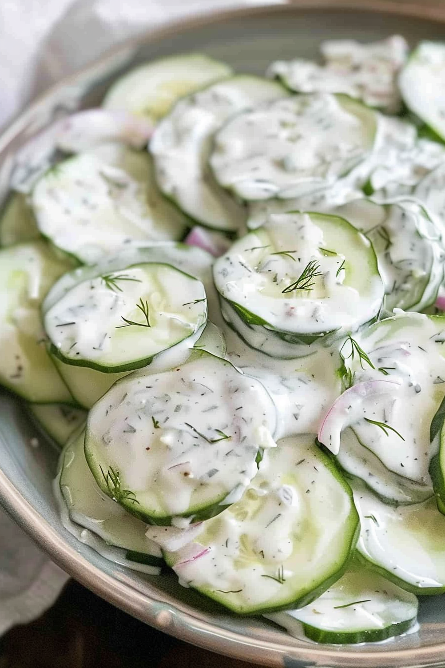 Easy Creamy Cucumber Salad Recipe