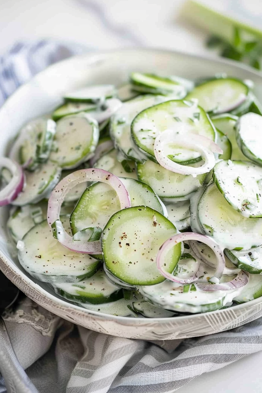 Easy Creamy Cucumber Salad Recipe