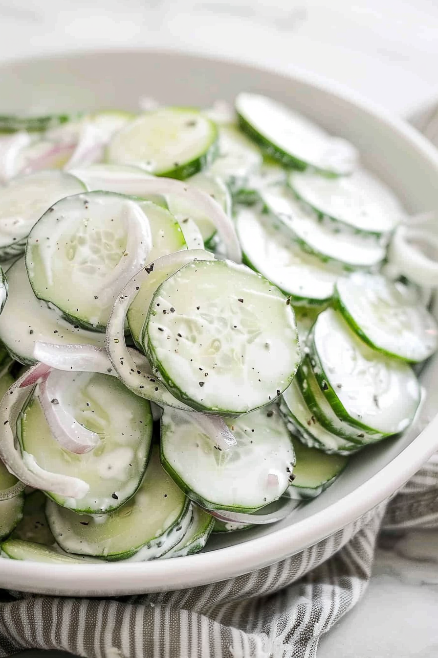 Easy Creamy Cucumber Salad Recipe