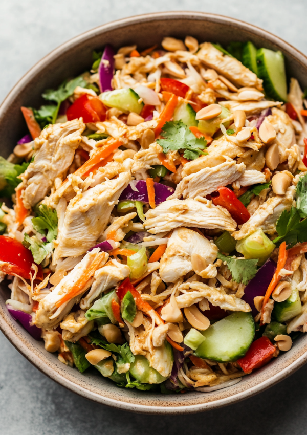 Thai Chicken Salad Recipe with Peanut Dressing