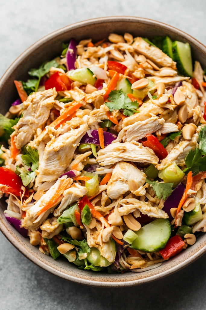 Thai Chicken Salad Recipe with Peanut Dressing