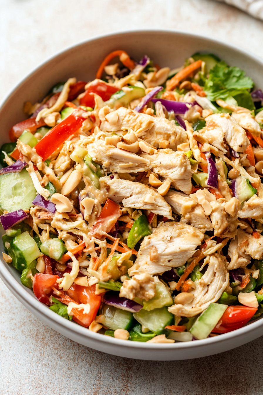 Thai Chicken Salad Recipe with Peanut Dressing