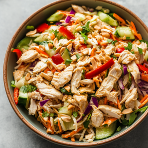 Thai Chicken Salad Recipe with Peanut Dressing