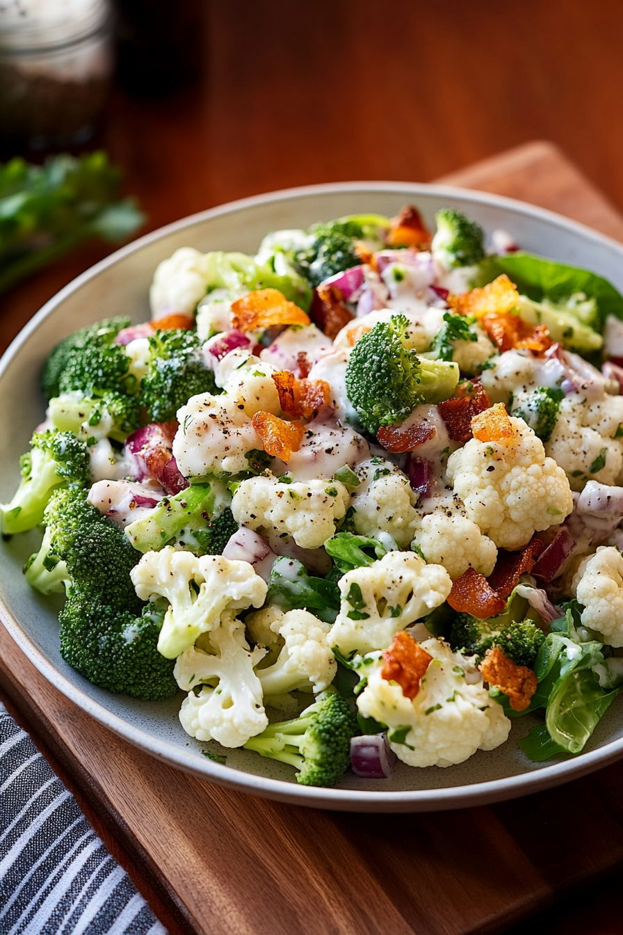 Broccoli and Cauliflower Salad Recipe