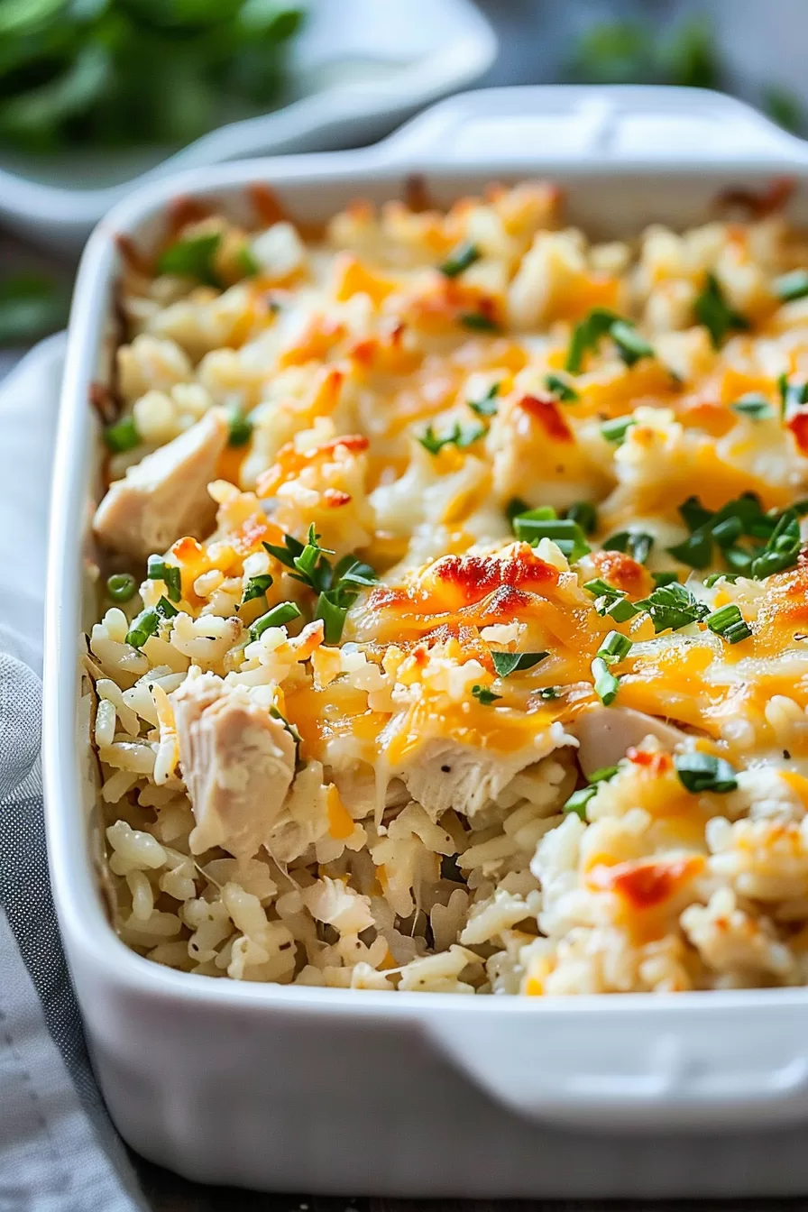 Cheesy Angel Chicken Rice Casserole