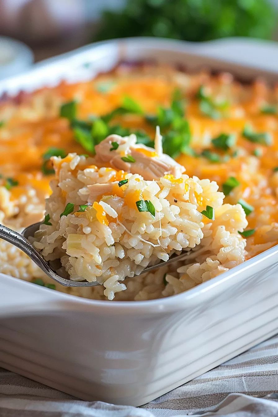 Cheesy Angel Chicken Rice Casserole