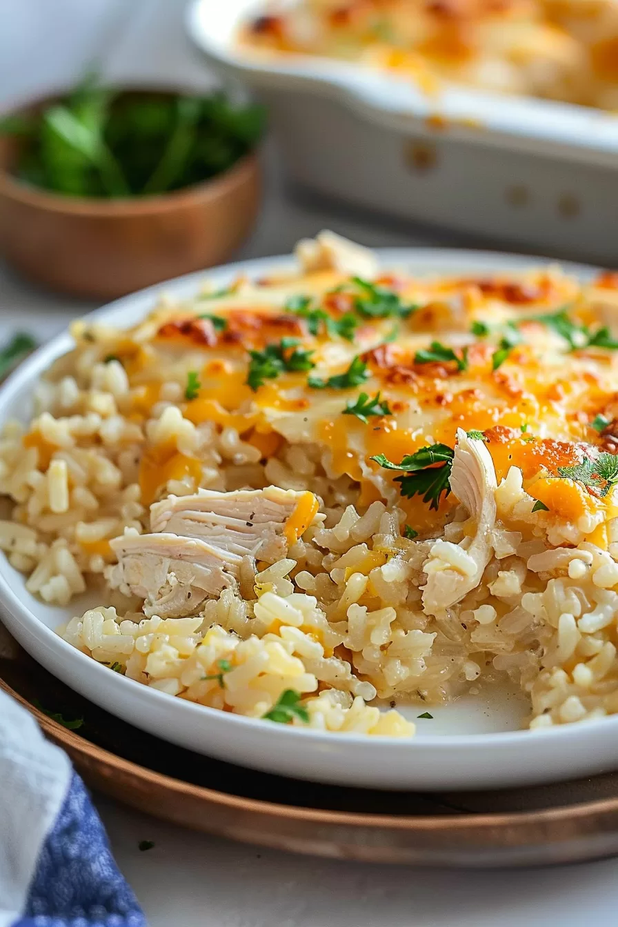 Cheesy Angel Chicken Rice Casserole