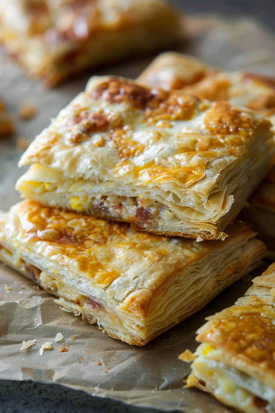 Cheesy Breakfast Stuffed Pastry Bars