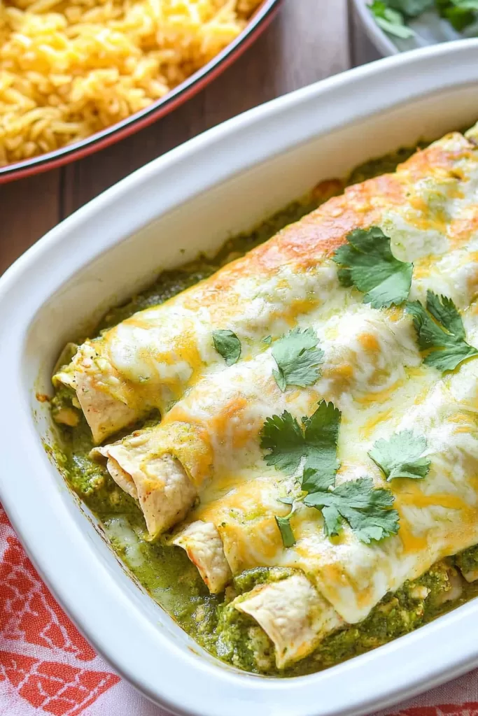 Cheesy Green Chicken Enchiladas