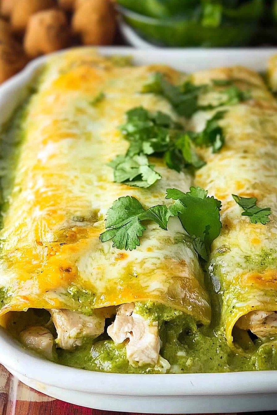 Cheesy Green Chicken Enchiladas