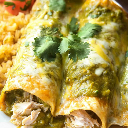 Cheesy Green Chicken Enchiladas