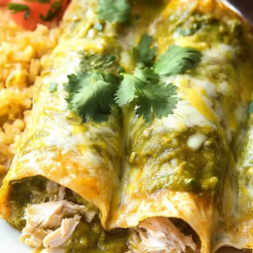 Cheesy Green Chicken Enchiladas