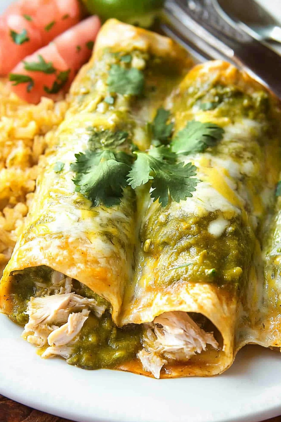 Cheesy Green Chicken Enchiladas