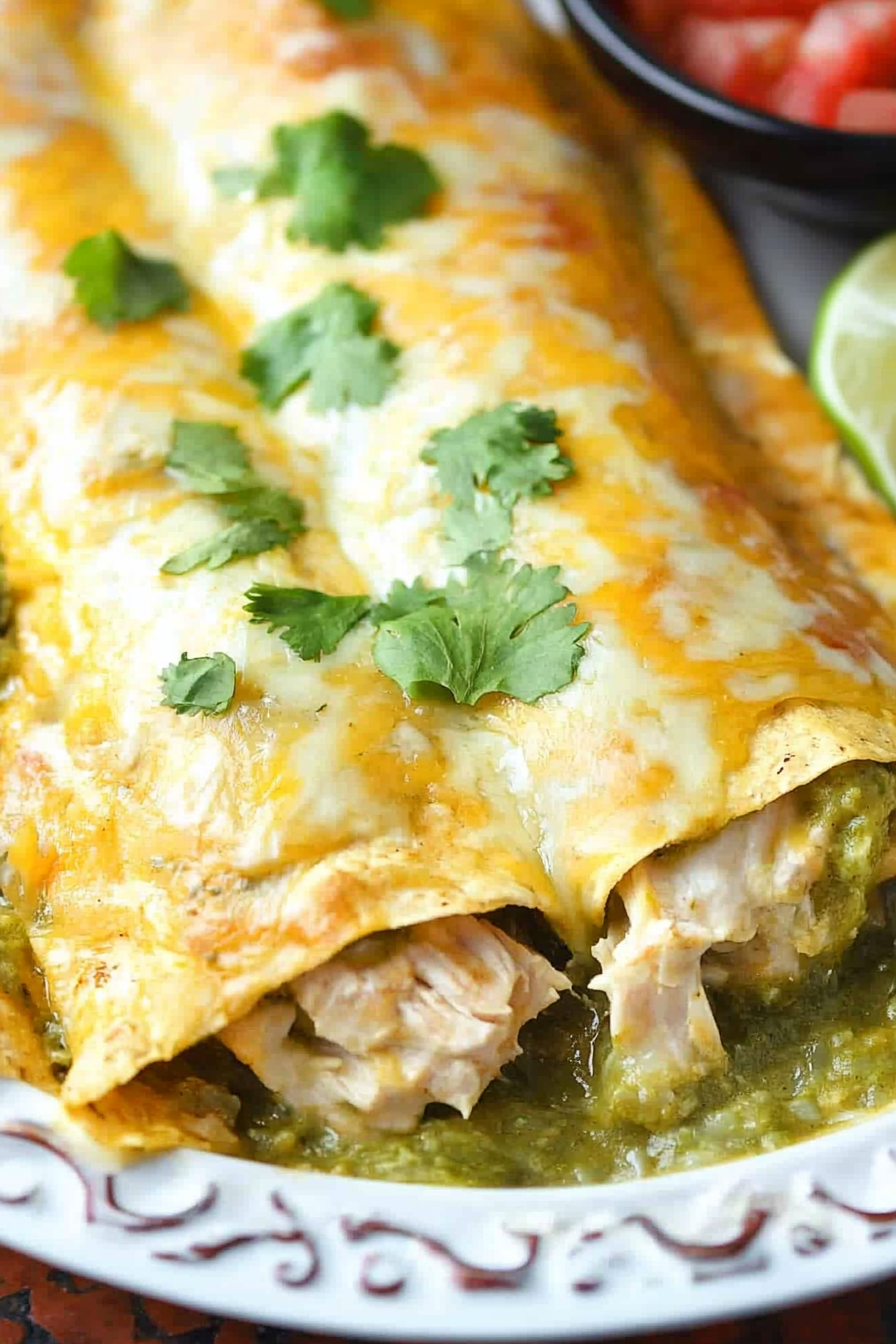 Cheesy Green Chicken Enchiladas