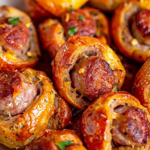 Cheesy Kilted Sausage Bites