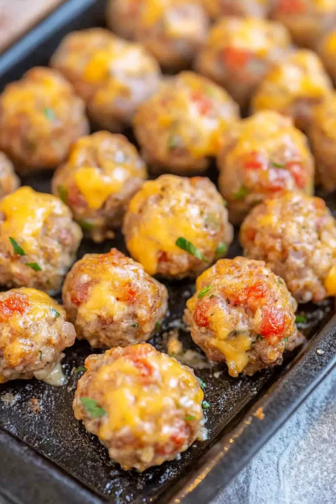 Cheesy Rotel Sausage Balls