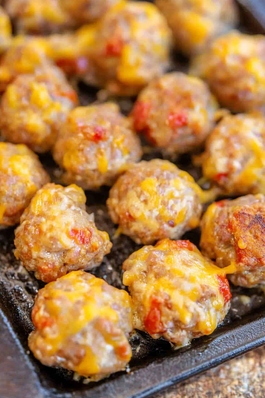 Cheesy Rotel Sausage Balls