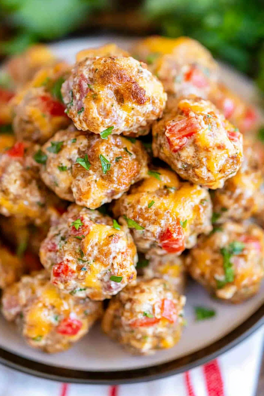 Cheesy Rotel Sausage Balls