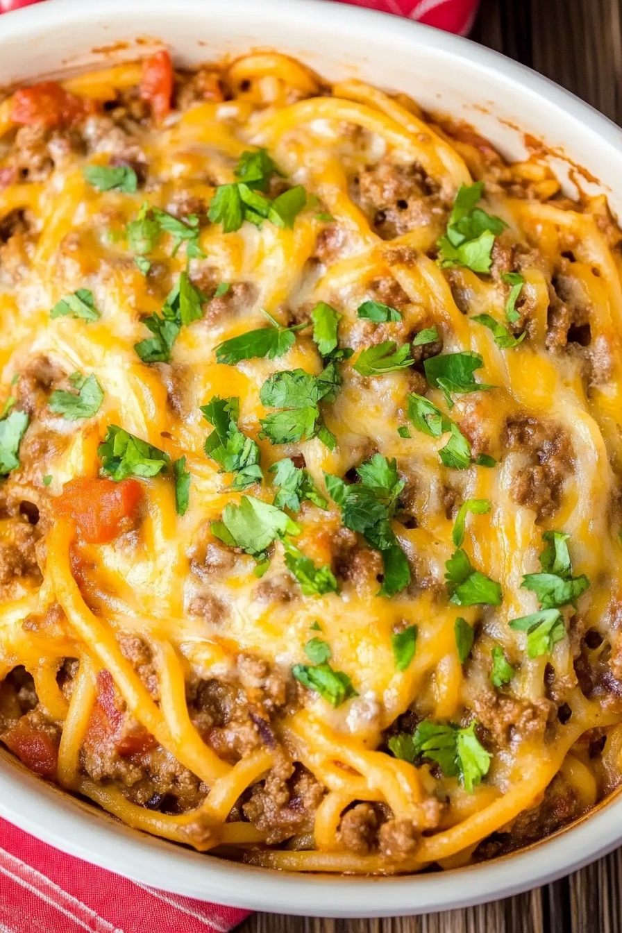 Cheesy Taco Spaghetti