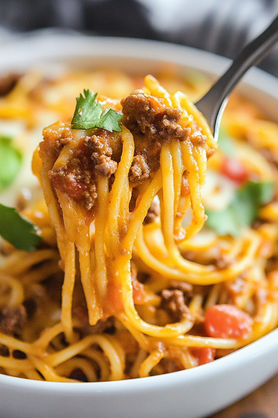 Cheesy Taco Spaghetti