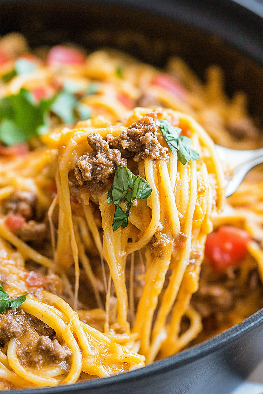 Cheesy Taco Spaghetti