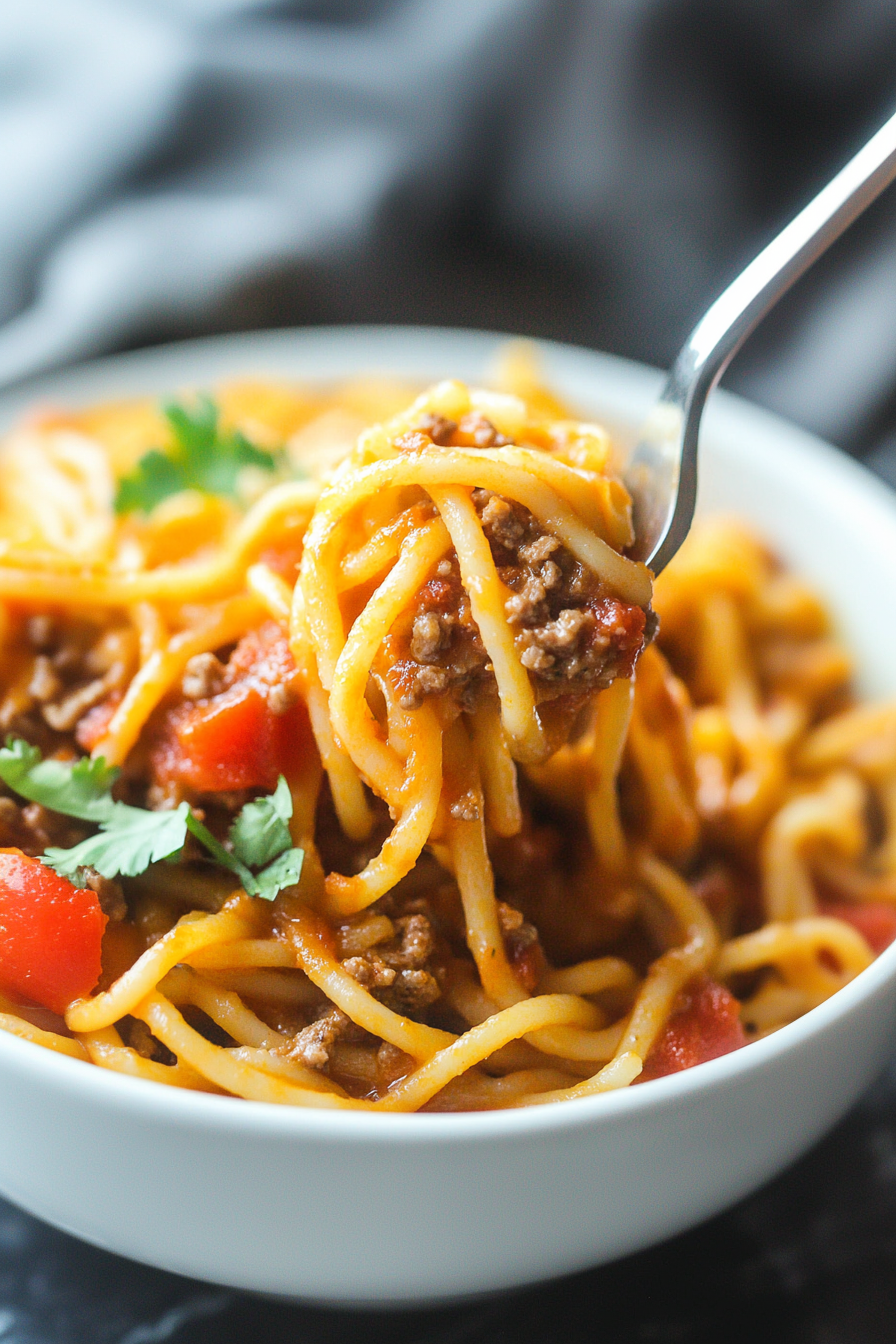 Cheesy Taco Spaghetti