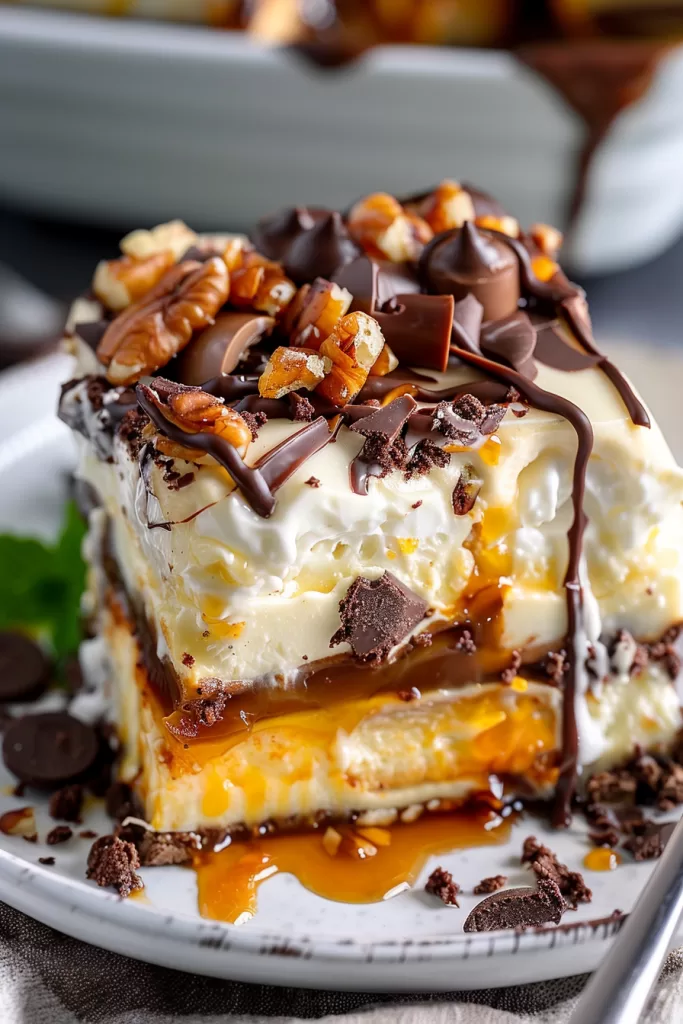 Chocolate Caramel Turtle Lasagna