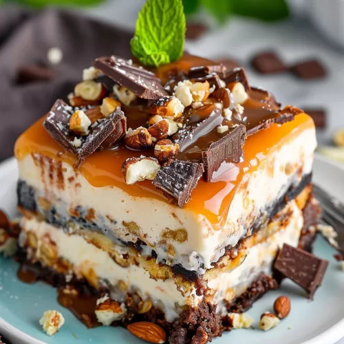 Chocolate Caramel Turtle Lasagna