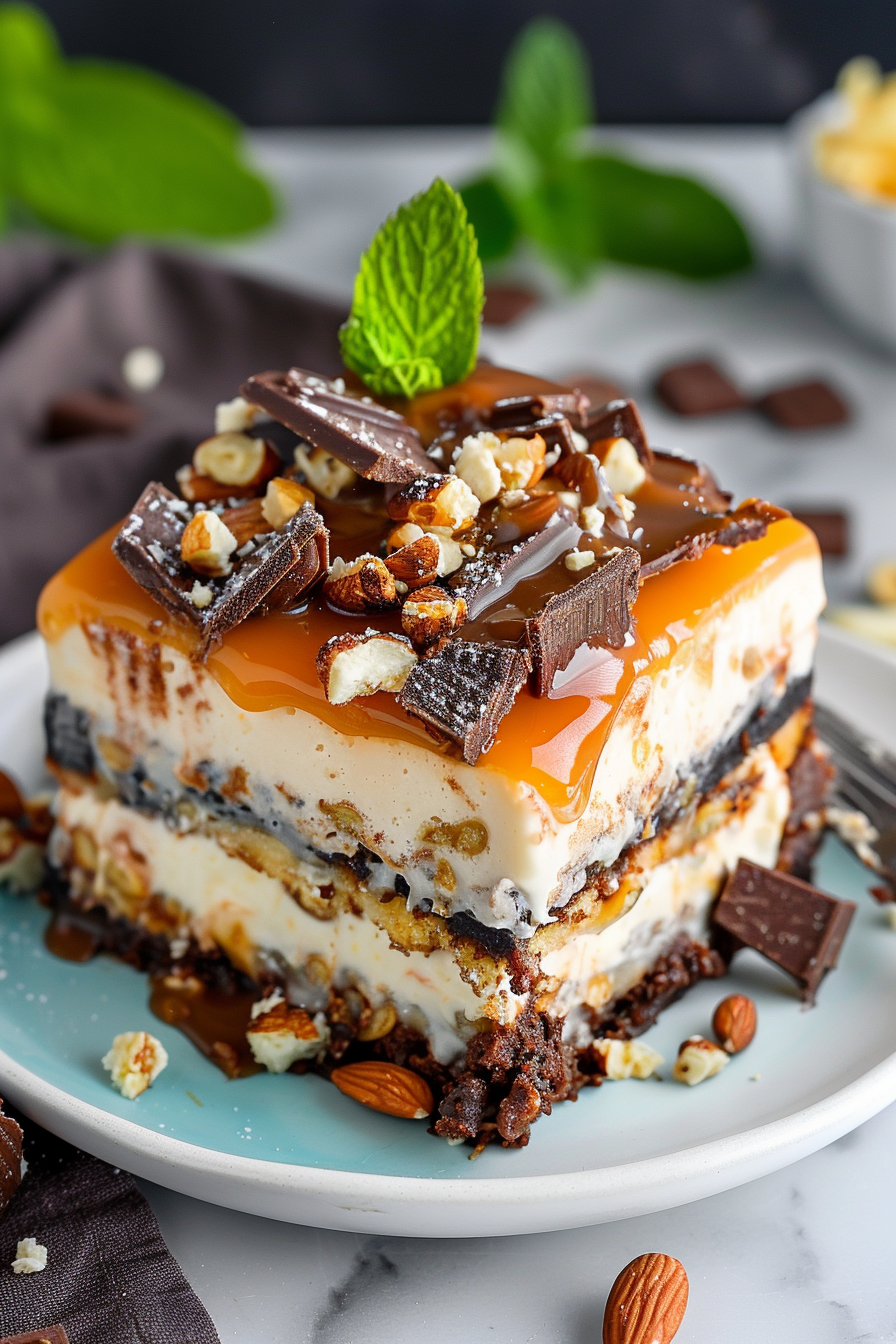 Chocolate Caramel Turtle Lasagna