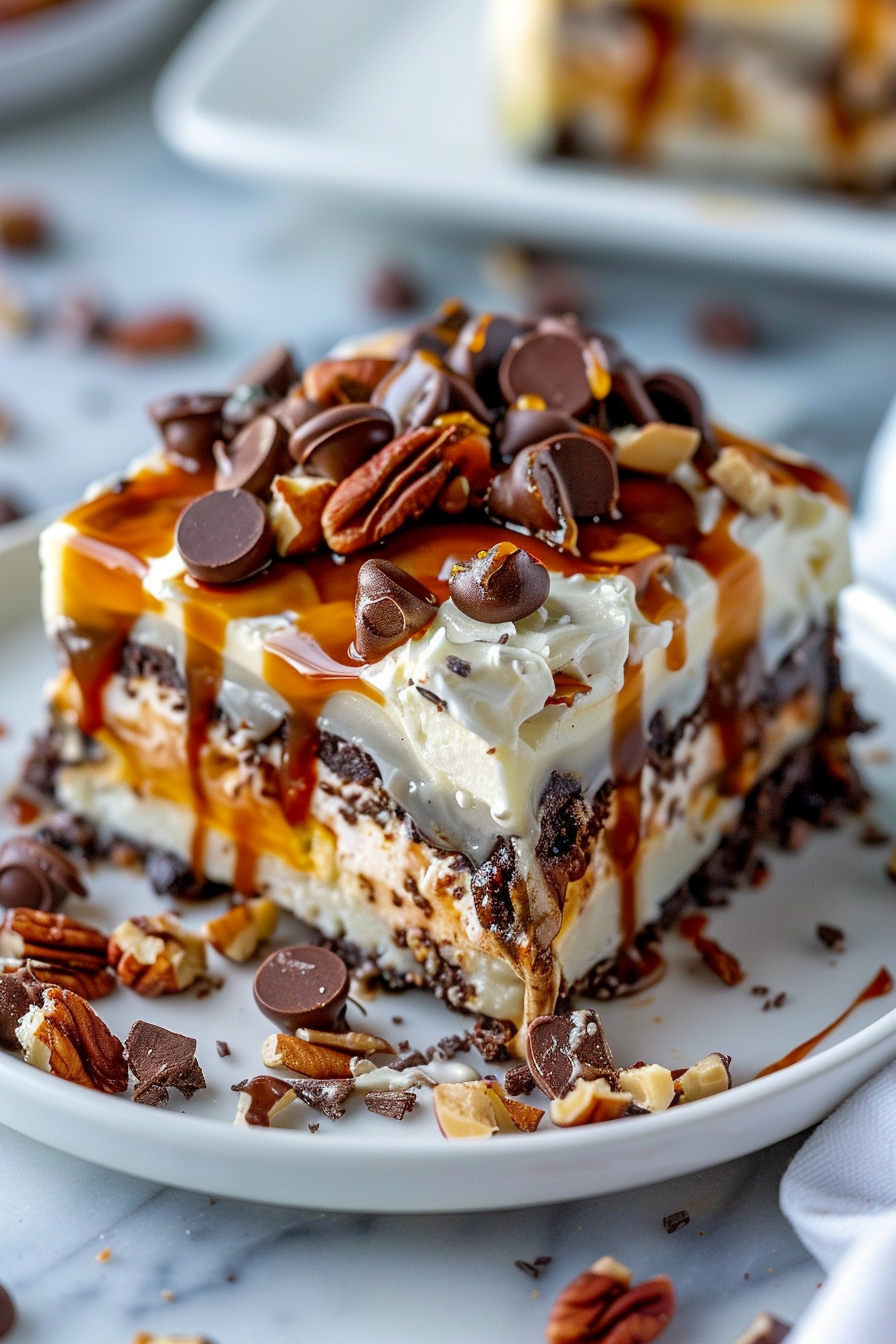 Chocolate Caramel Turtle Lasagna