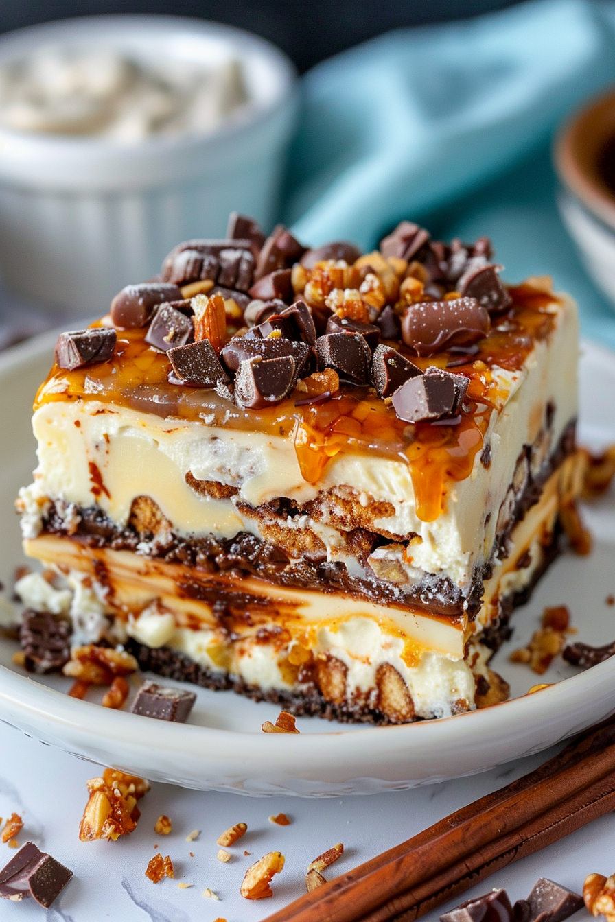 Chocolate Caramel Turtle Lasagna