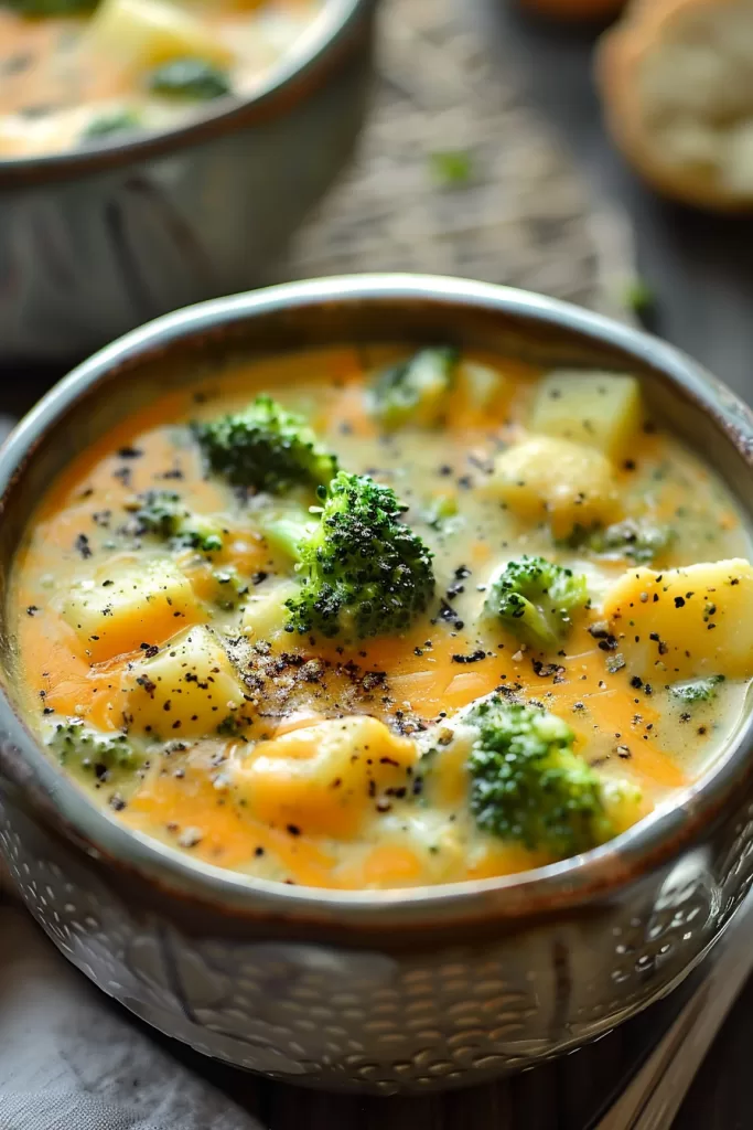 Comforting Broccoli Potato Cheddar Soup