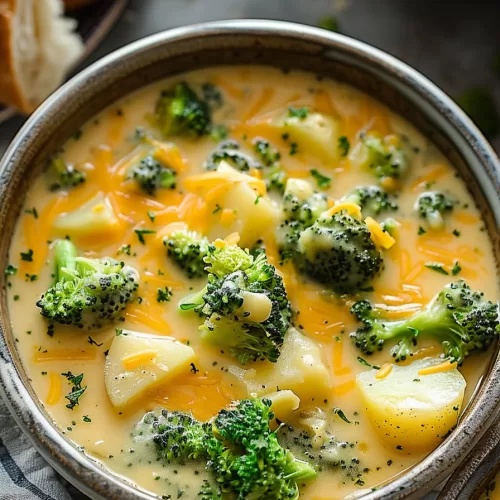 Comforting Broccoli Potato Cheddar Soup