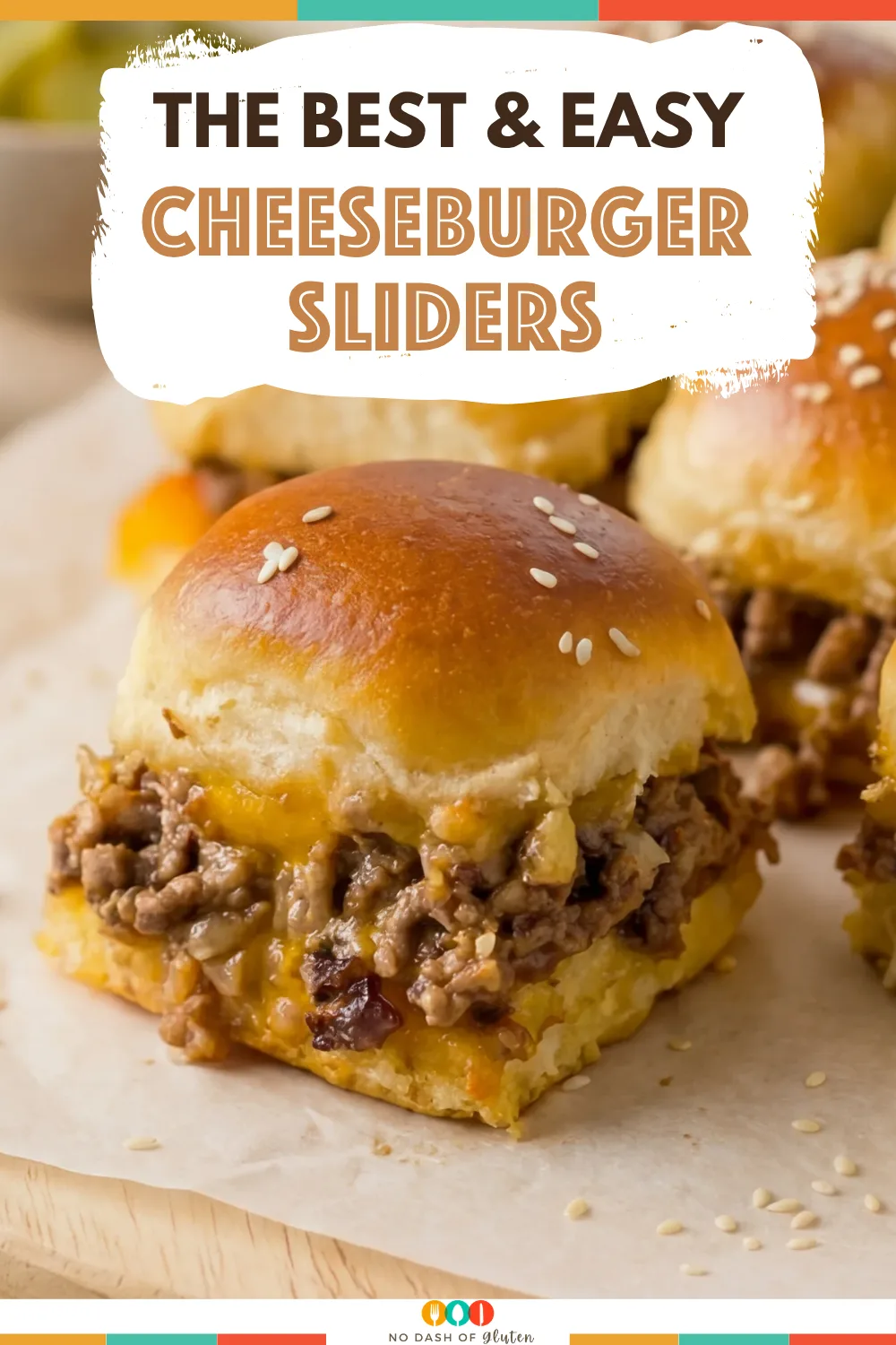 Easy Cheeseburger Sliders served on soft buns with melted cheese and sesame seeds