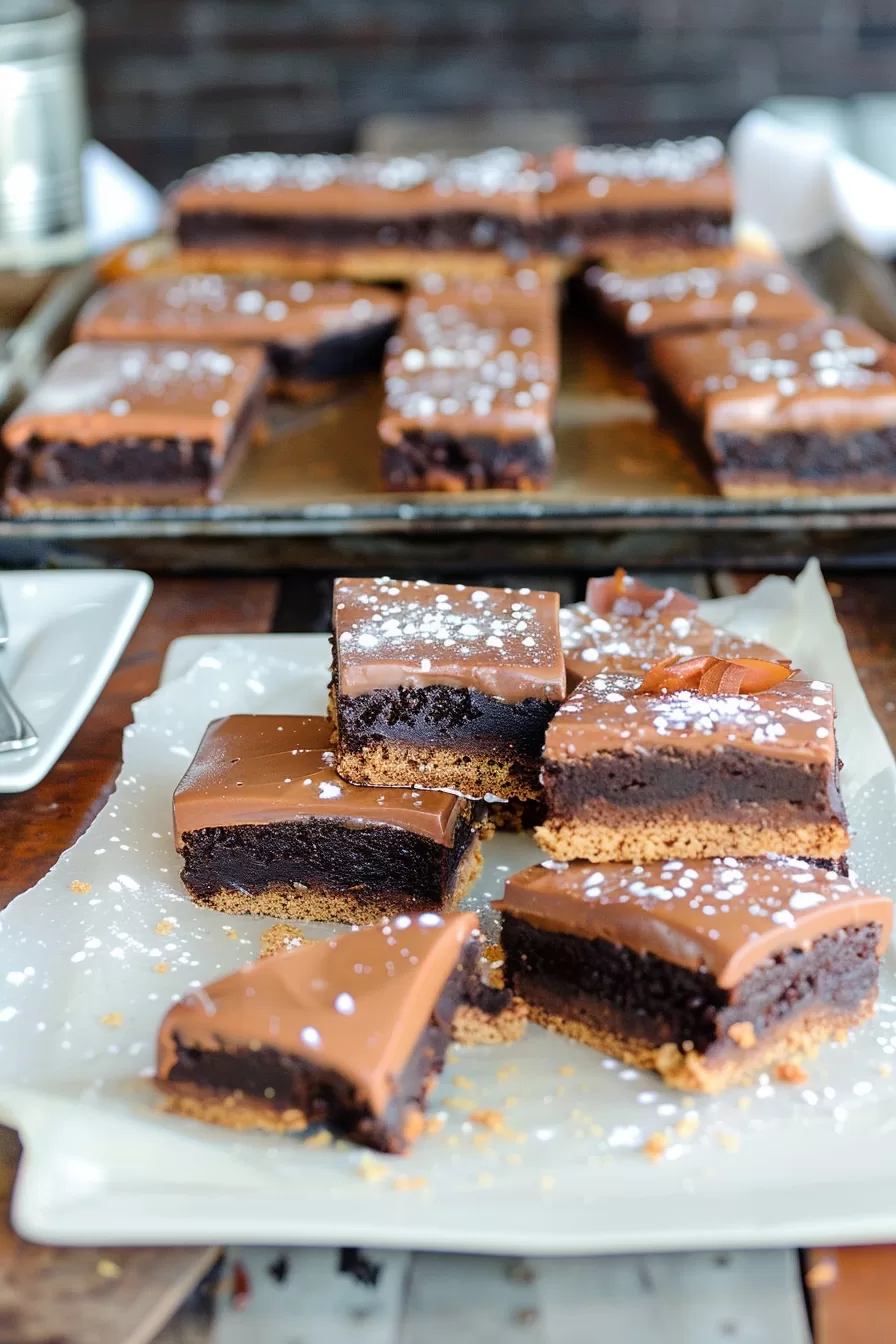 Gooey Salted Caramel Pretzel Brownies