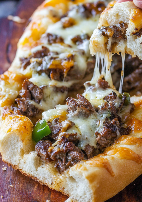 Loaded Cheesesteak Cheesy Bread