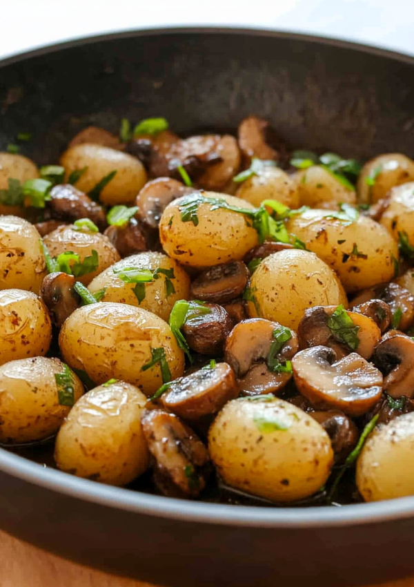 Roasted Baby Potatoes and Mushroom Sauce