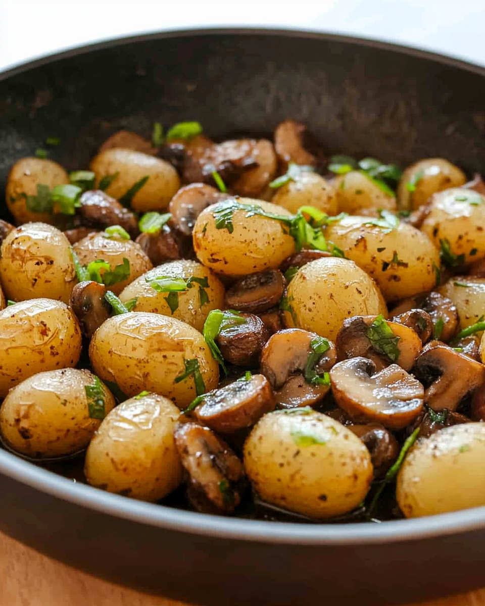 Roasted Baby Potatoes and Mushroom Sauce