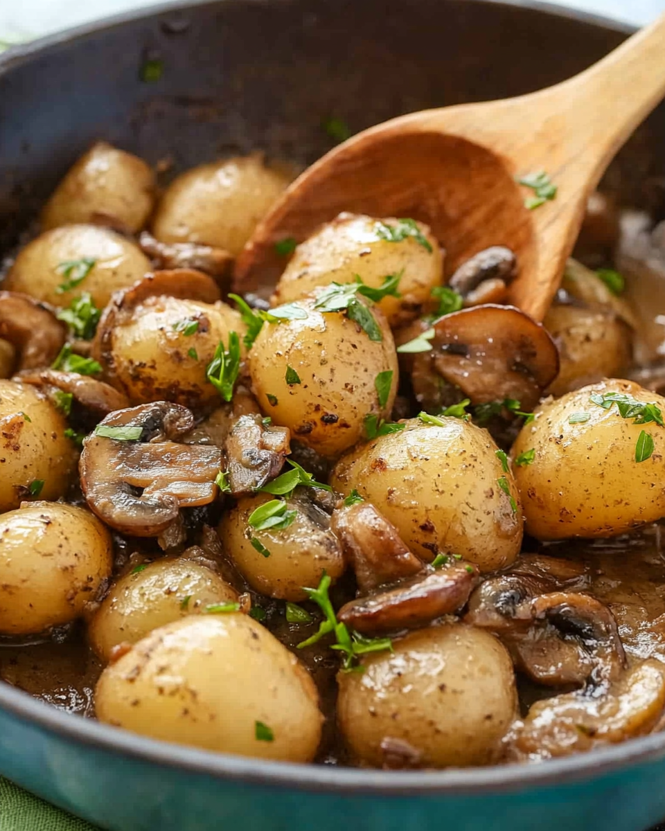 Roasted Baby Potatoes and Mushroom Sauce