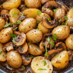 Roasted Baby Potatoes and Mushroom Sauce