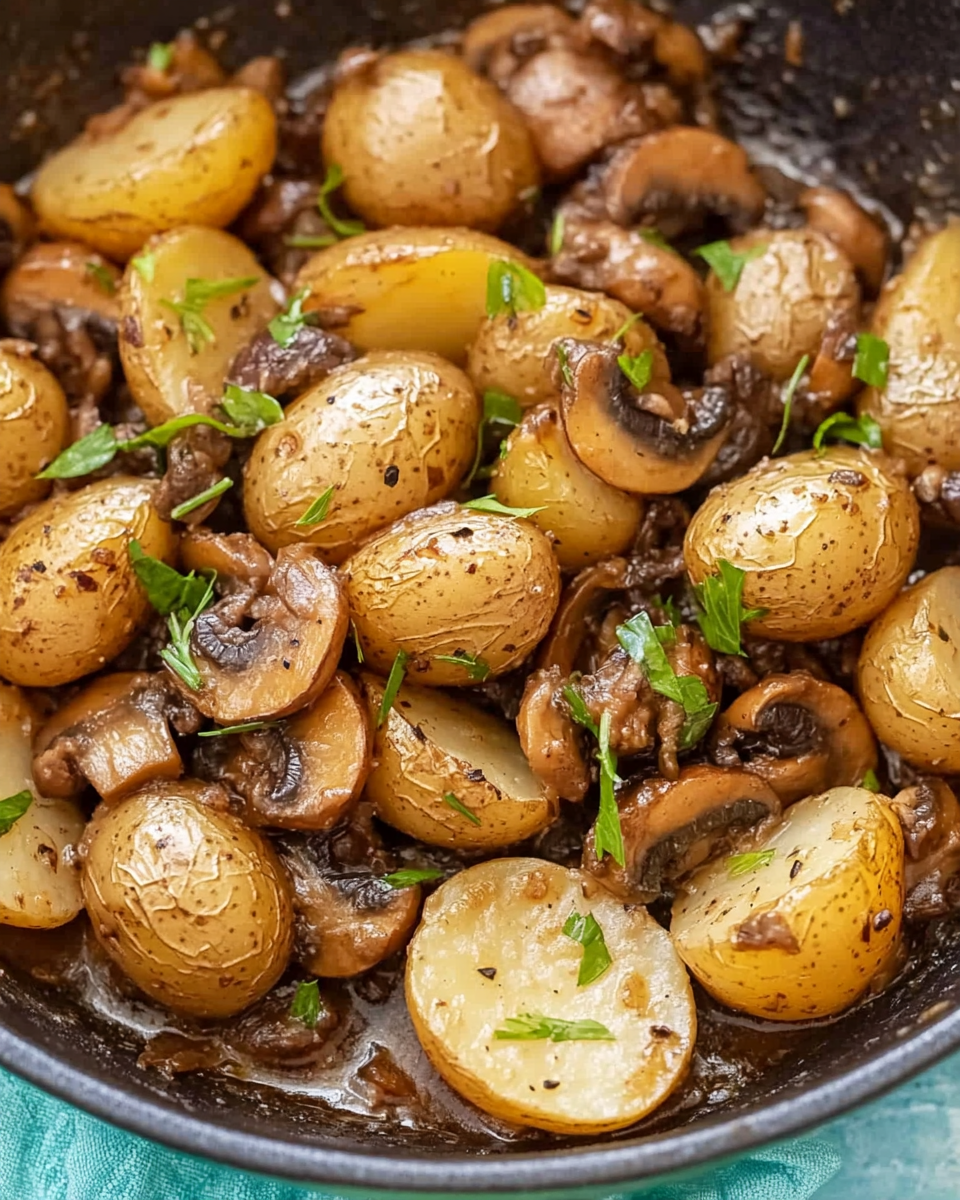 Roasted Baby Potatoes and Mushroom Sauce